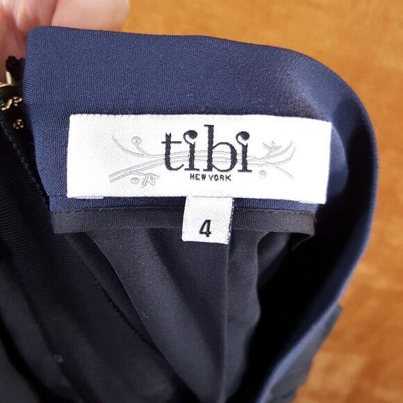 TIBI Womens Skirt Size 4 Navy Black Stripe Mini A-Line Applique High Waisted - Picture 5 of 6